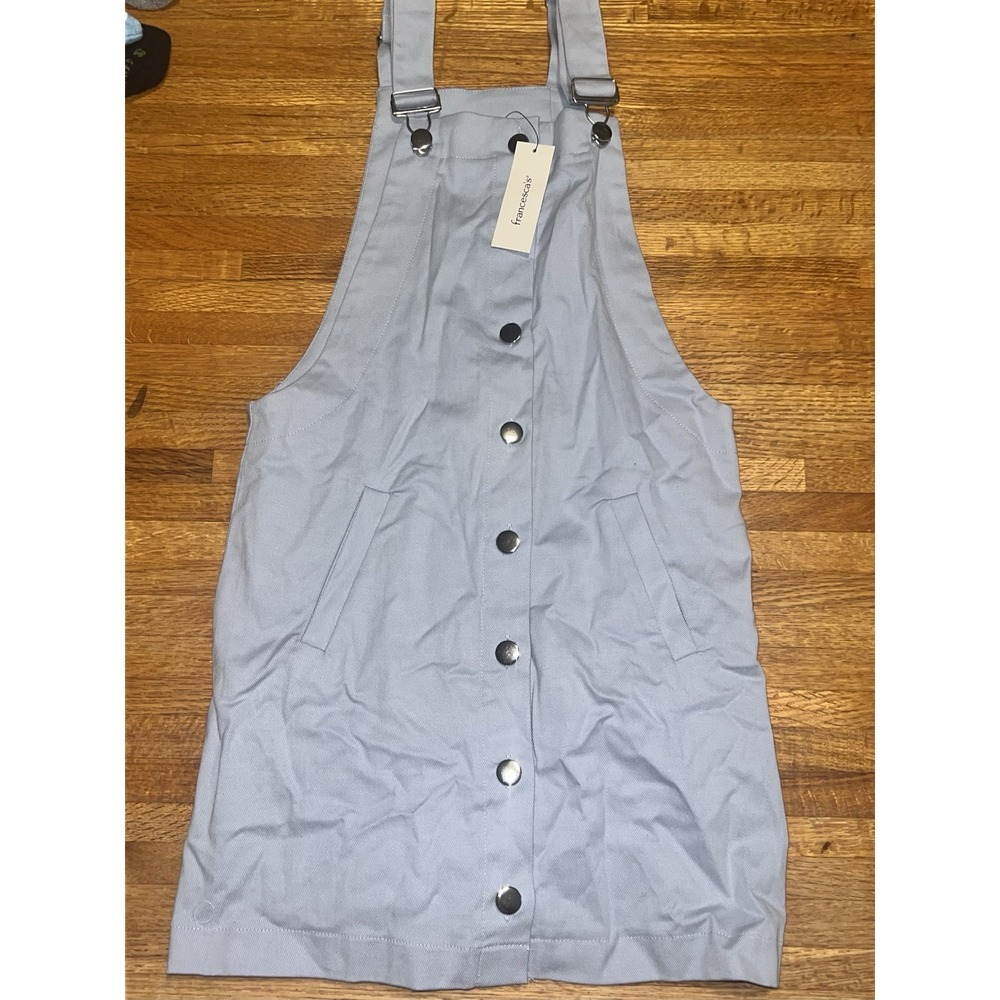NWT Harper Heritage Women XS Light Blue Denim Fabric Button Front Overall Dress‎